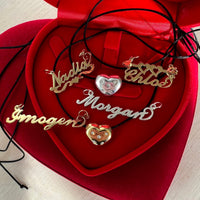 gold - silver - cz bubble heart necklace - seolgold