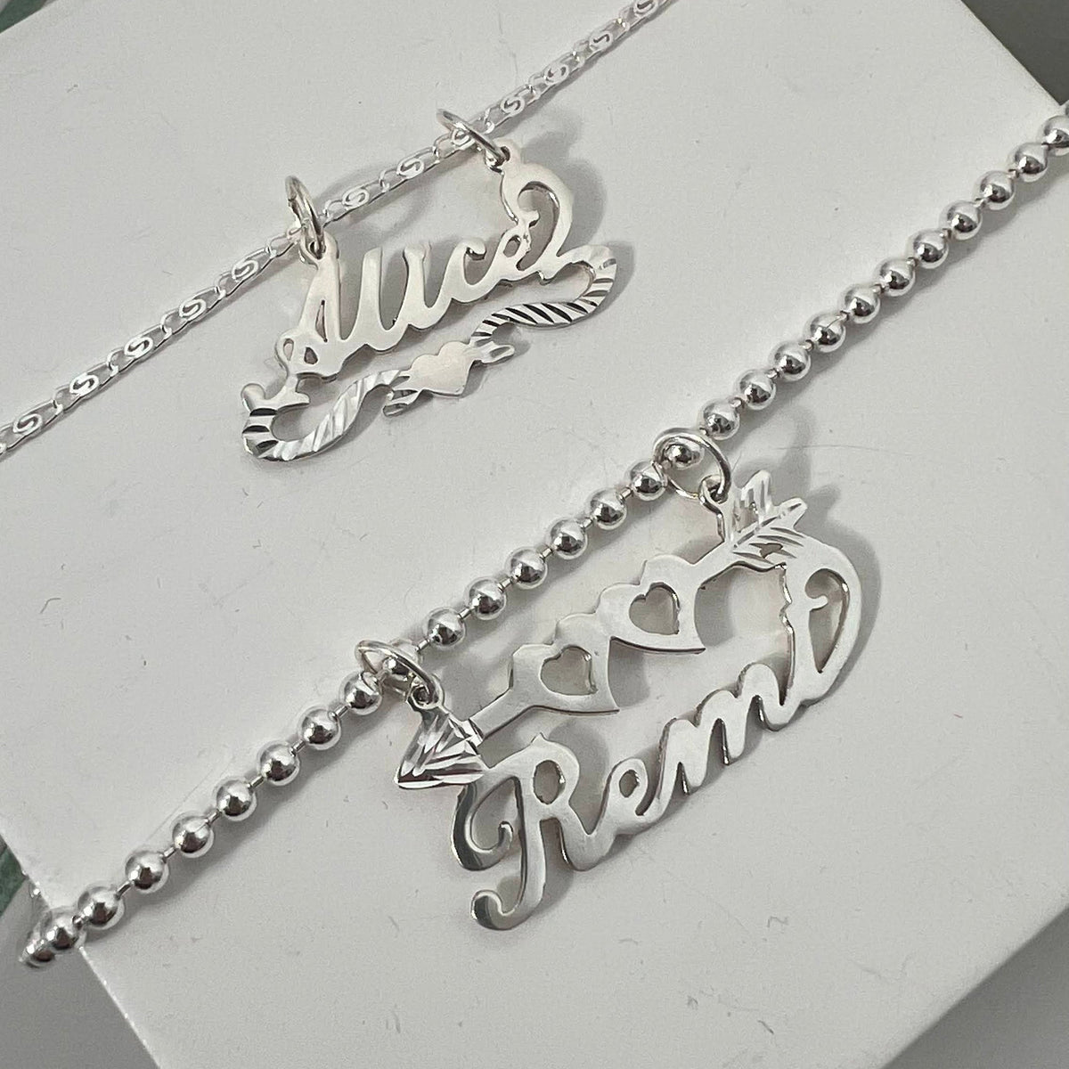 Sterling Silver Custom Script Arrow Name Pendant