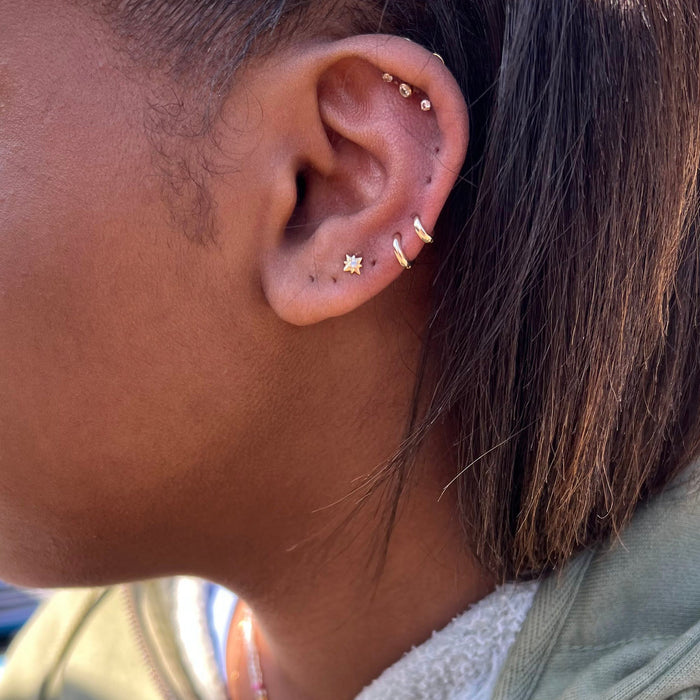 tiny solid gold hoop - small gold hoop - snug gold hoop - tightly fitting gold hoop - cartilage gold hoop - seolgold