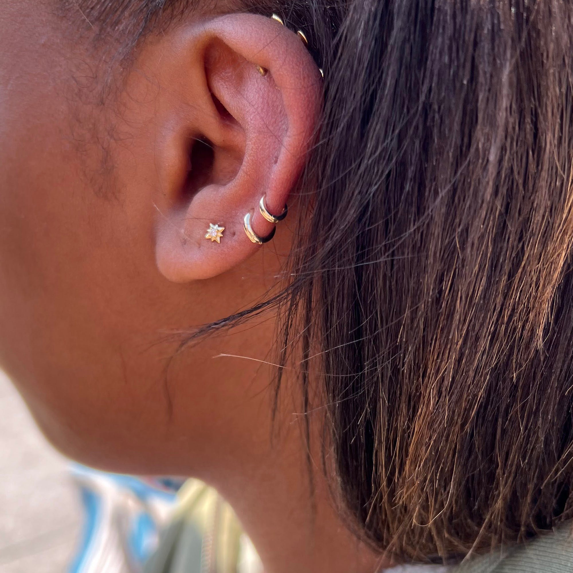tiny solid gold hoop - small gold hoop - snug gold hoop - tightly fitting gold hoop - cartilage gold hoop - seolgold