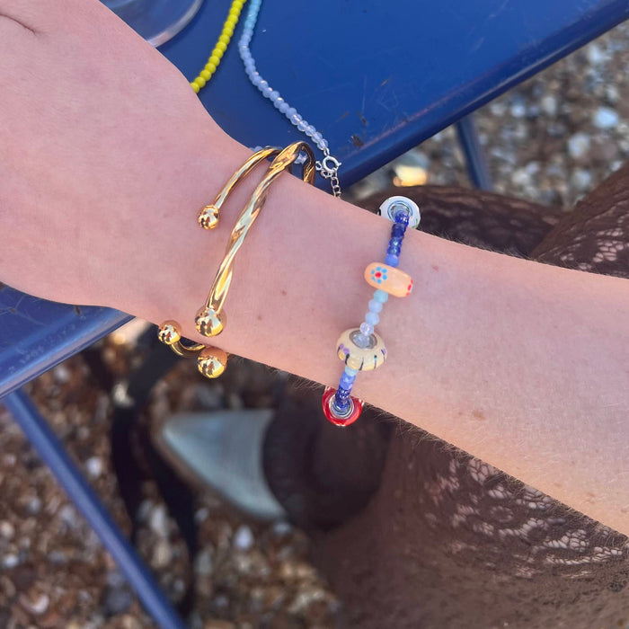 peach enamel bead bracelet - seolgold