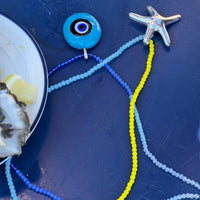 blue glass bead necklaces - summer beads - seolgold