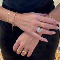 gold Cherub Virgin Mary Charm Bracelet - heart chain bracelet - seolgold