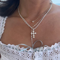 silver y necklace - silver rope chain - seolgold
