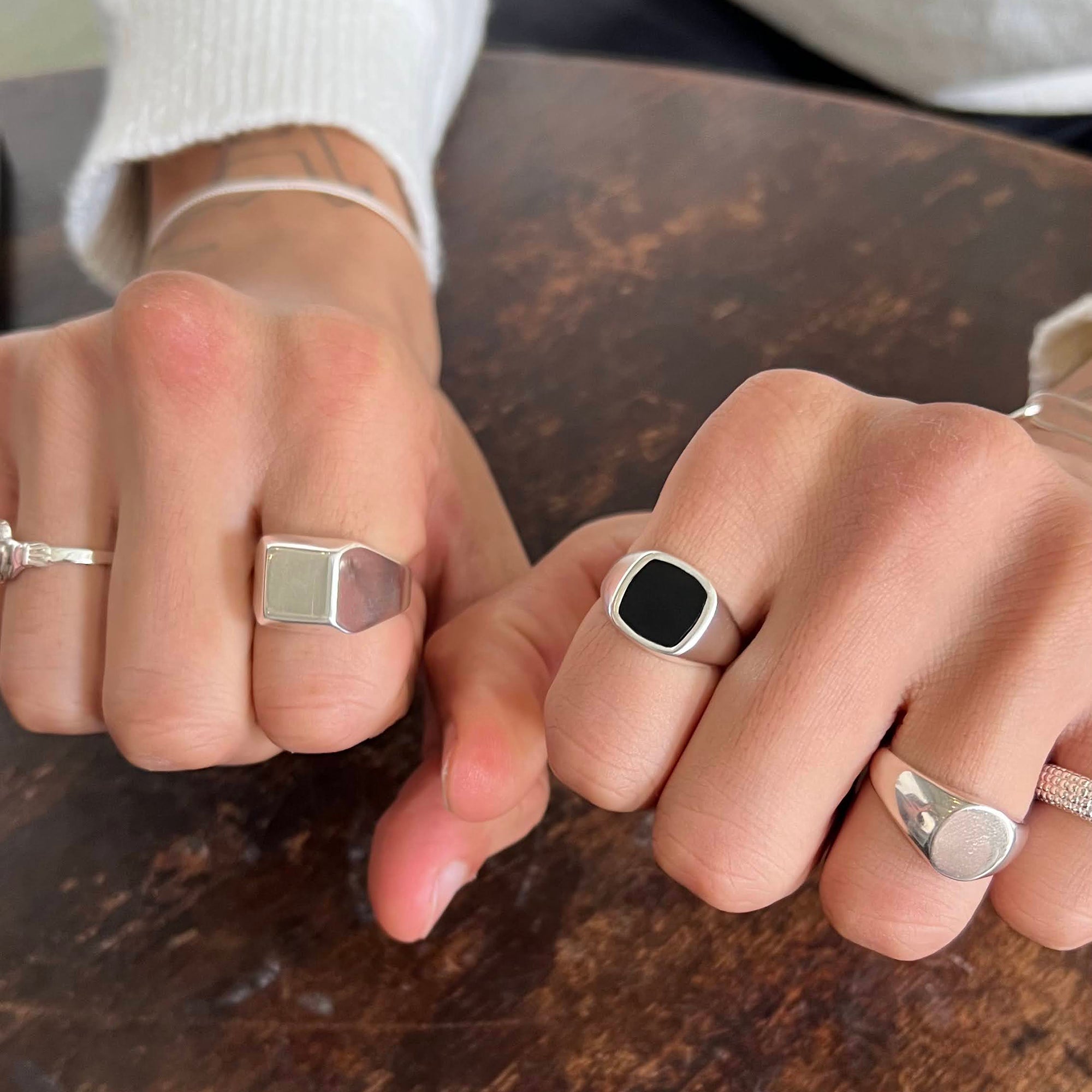 Sterling Silver Chunky Oval Signet Ring (Mens)