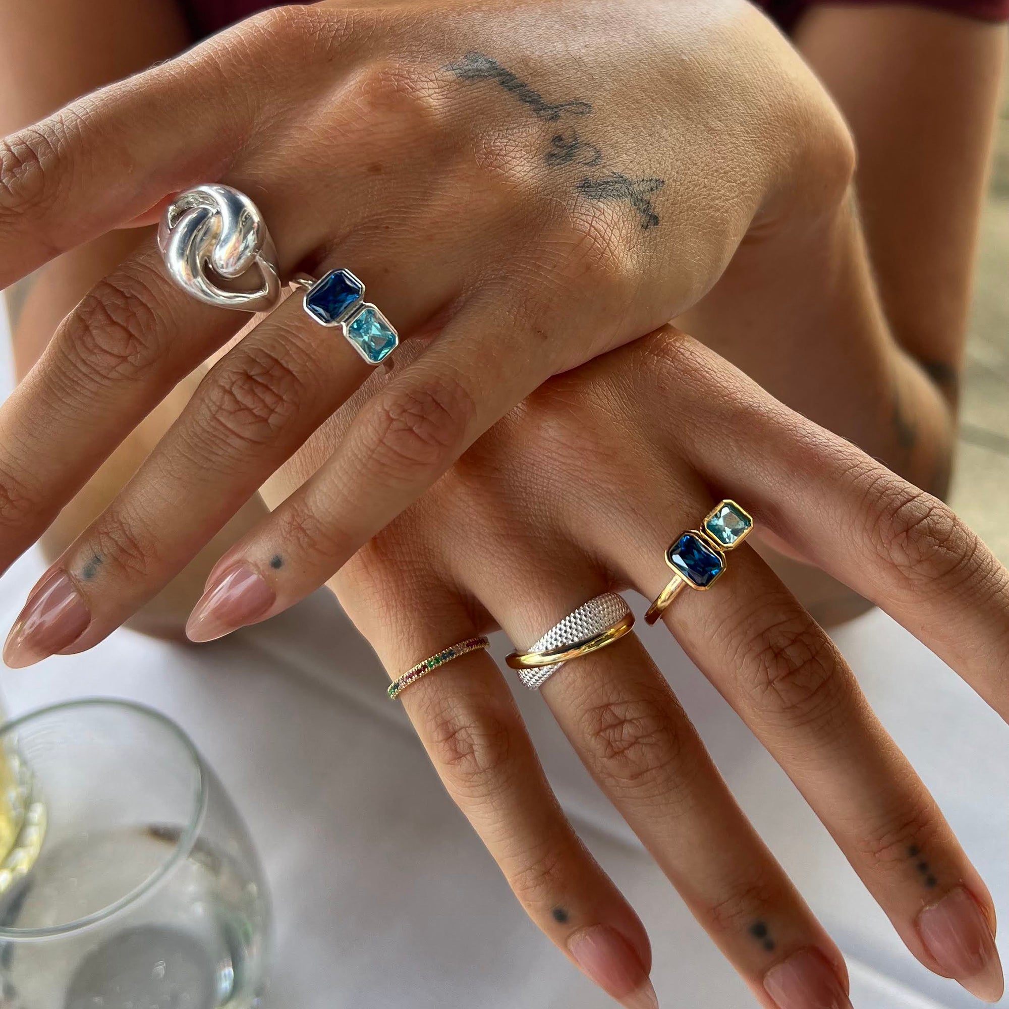 wrapover mixed metal ring - seolgold