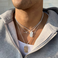 silver - mens dog tag necklace - seolgold