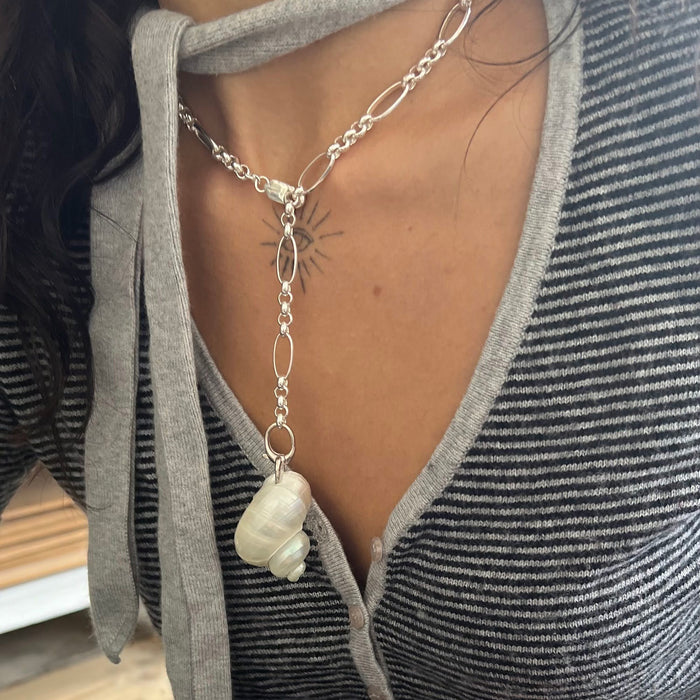 thick silver y necklace chain - seolgold