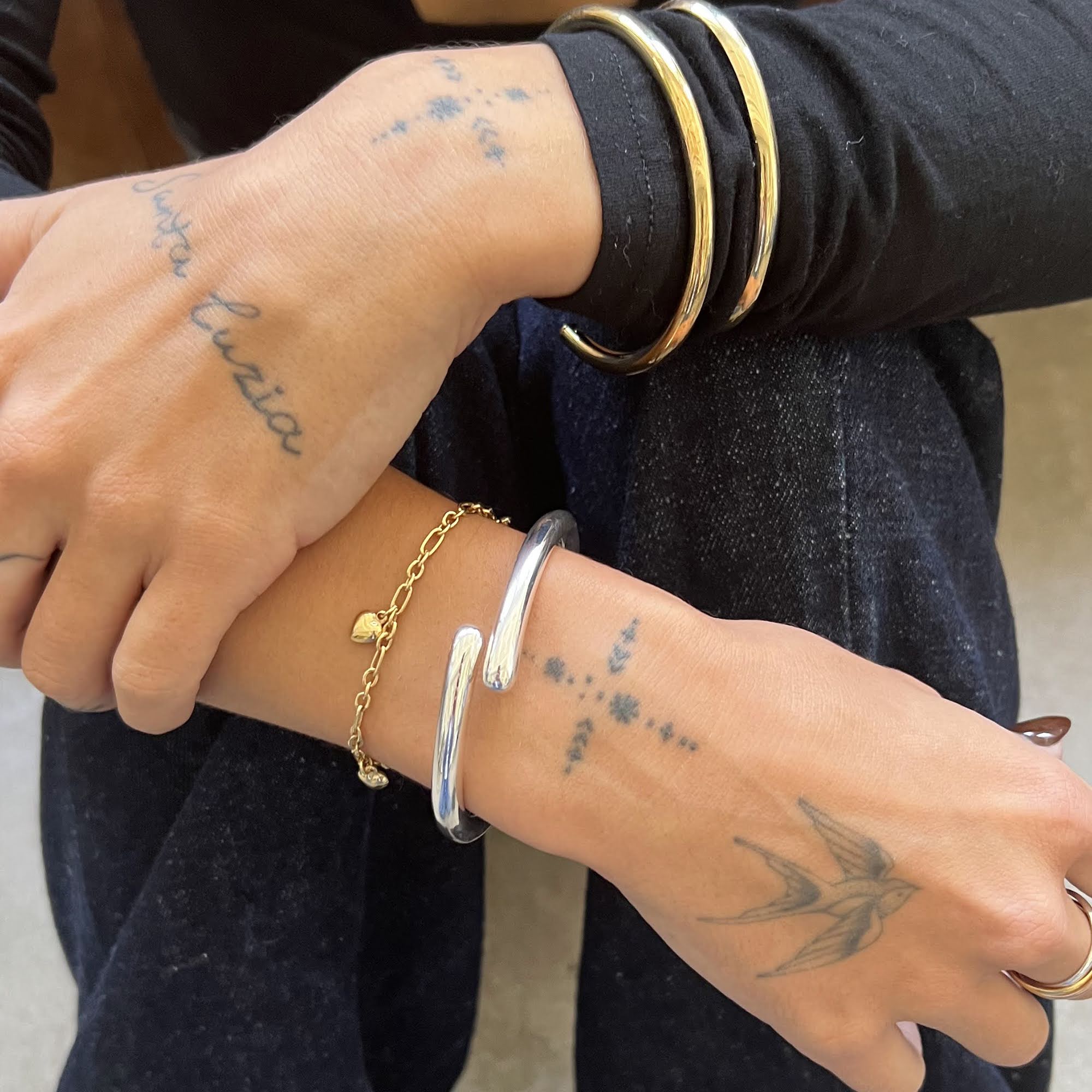 silver chunky bangle - seolgold