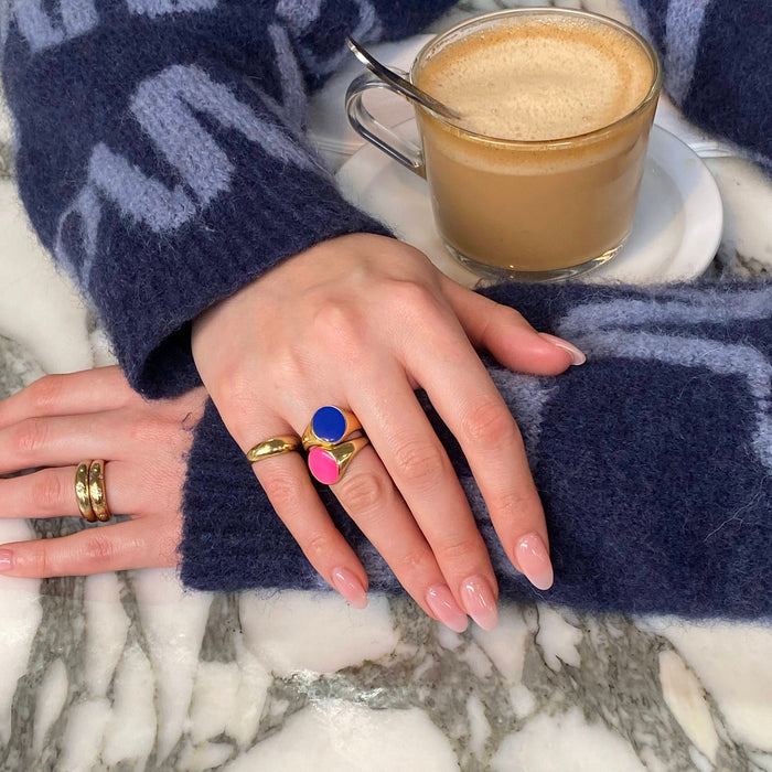 blue pink enamel - seol gold