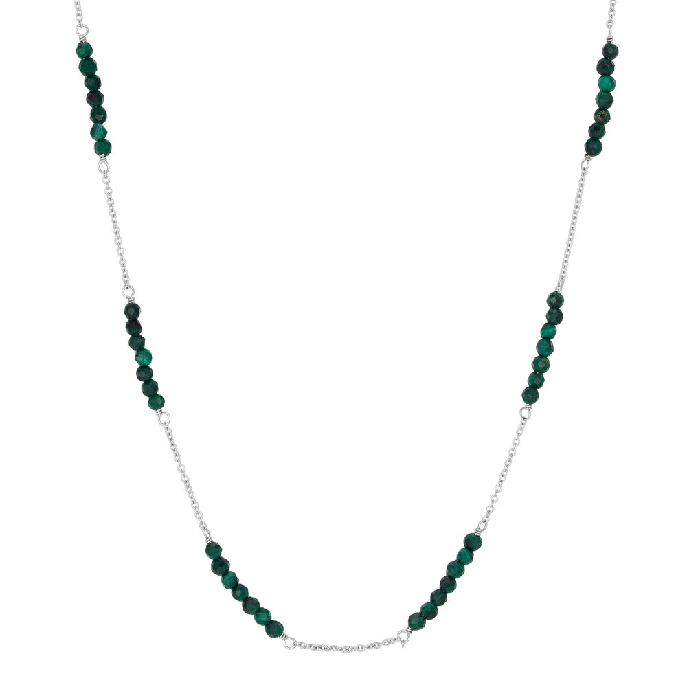 Sterling Silver Malachite Bead Necklace
