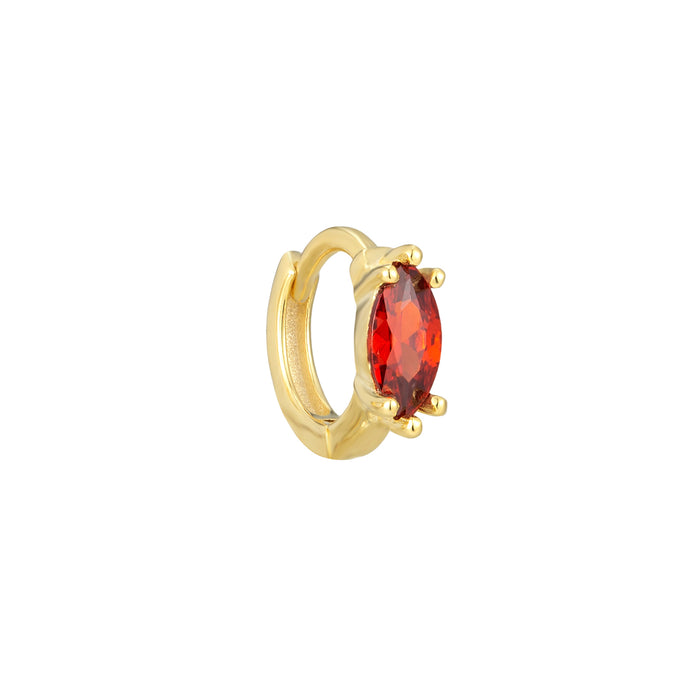 gold - Garnet CZ Hoops - Seol Gold
