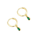 gold emerald hoops - seolgold