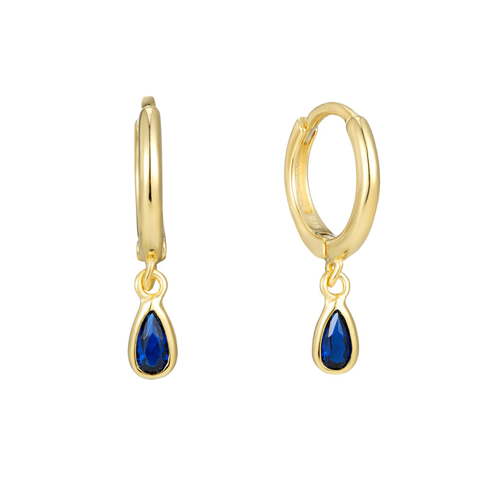 sapphire - gold hoop earrings - seolgold