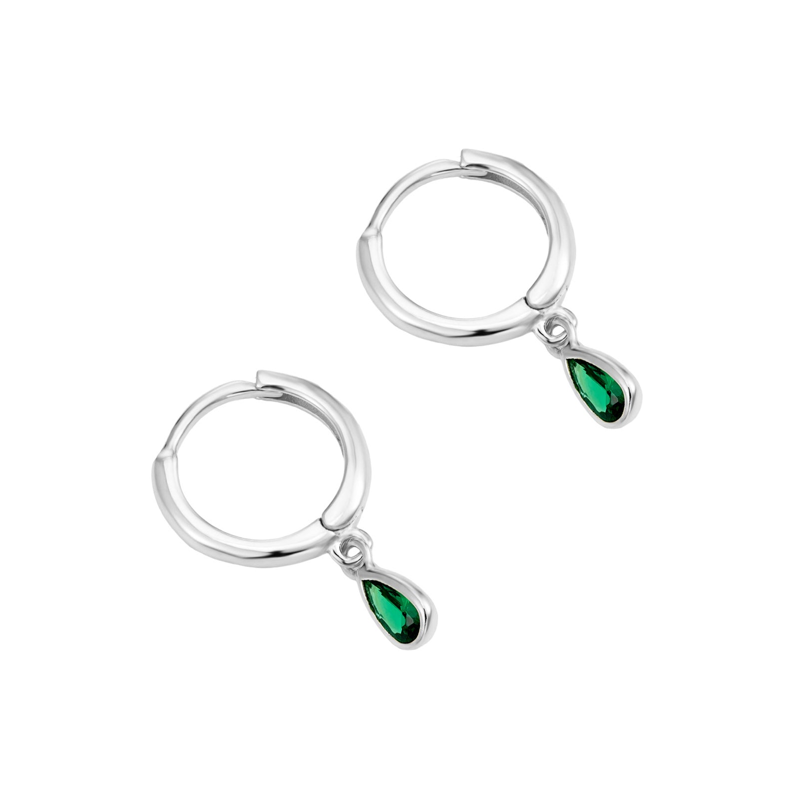 silver emerald earrings - seolgold