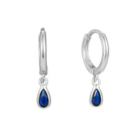 sapphire - silver hoop earrings - seolgold