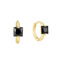 Seol gold - Black CZ Square Hoops