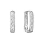 Sterling Silver Pave CZ Rectangle Hoops