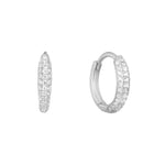 Sterling Silver Tiny Pave CZ Hoops