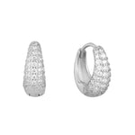 Sterling Silver Pave CZ Cashew Hoops