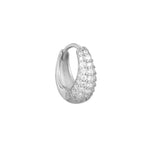 Sterling Silver Pave CZ Cashew Hoops