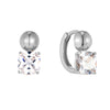Silver hoop earrings with clear gemstones on a white background - seolgold