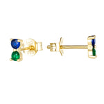Seol Gold - Blue and Green CZ Studs