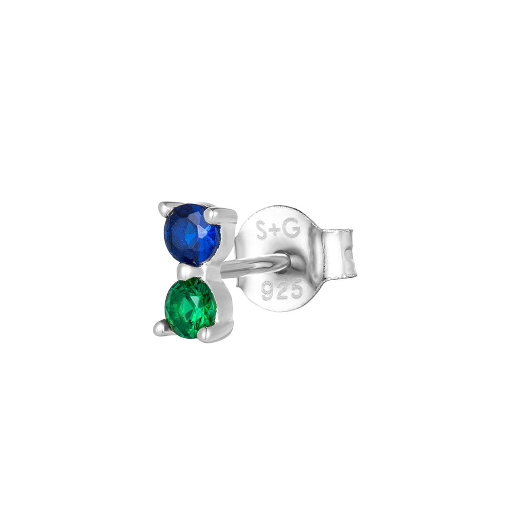 Seol Gold - Blue and Green CZ Studs