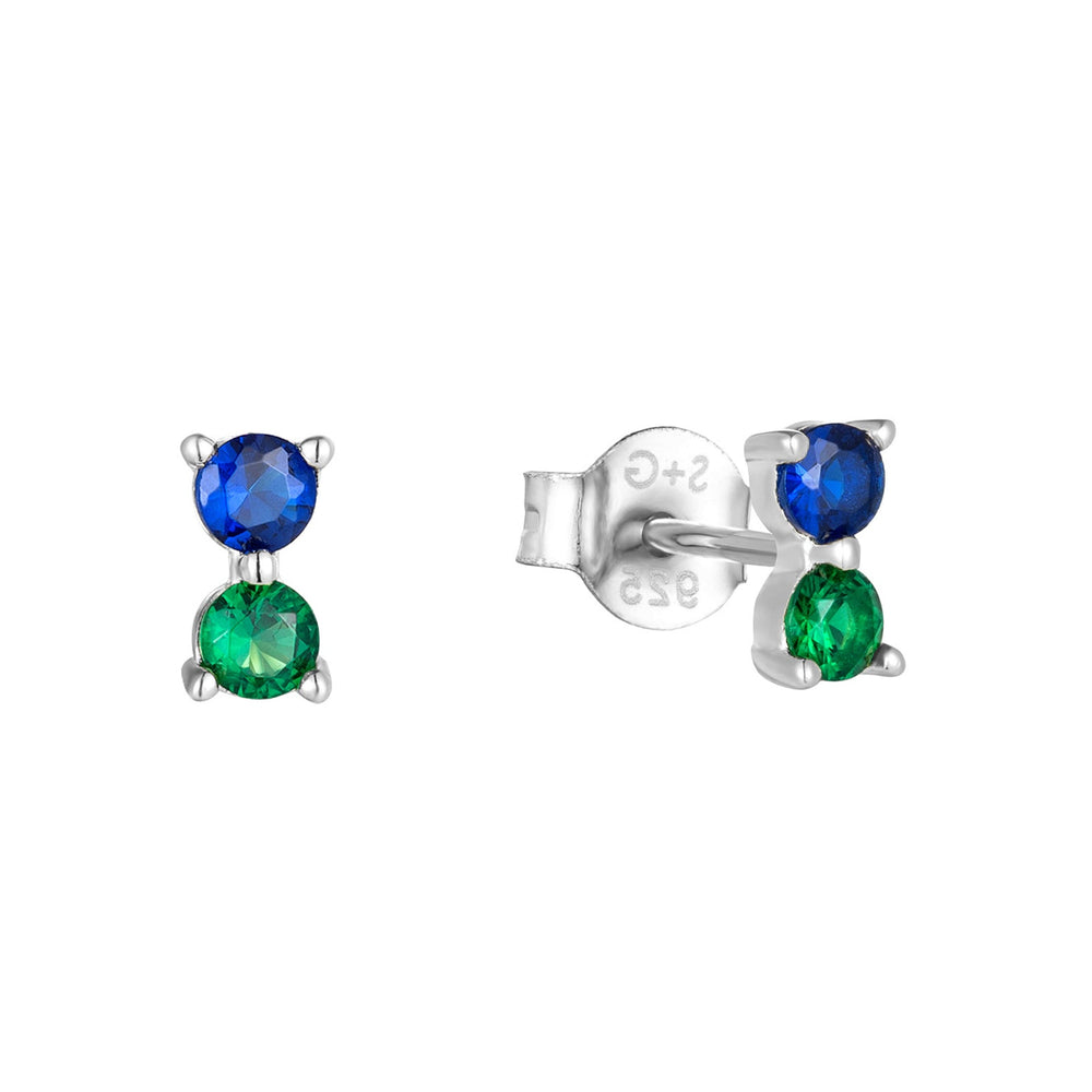 Sterling Silver Blue and Green CZ Studs