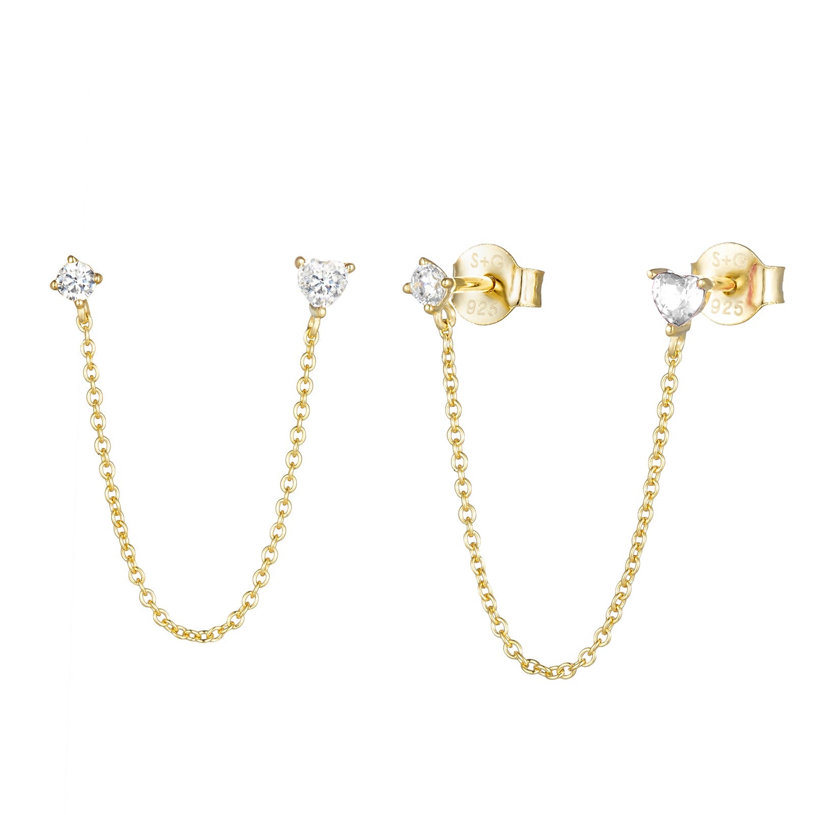 heart shape cz studs - seolgold
