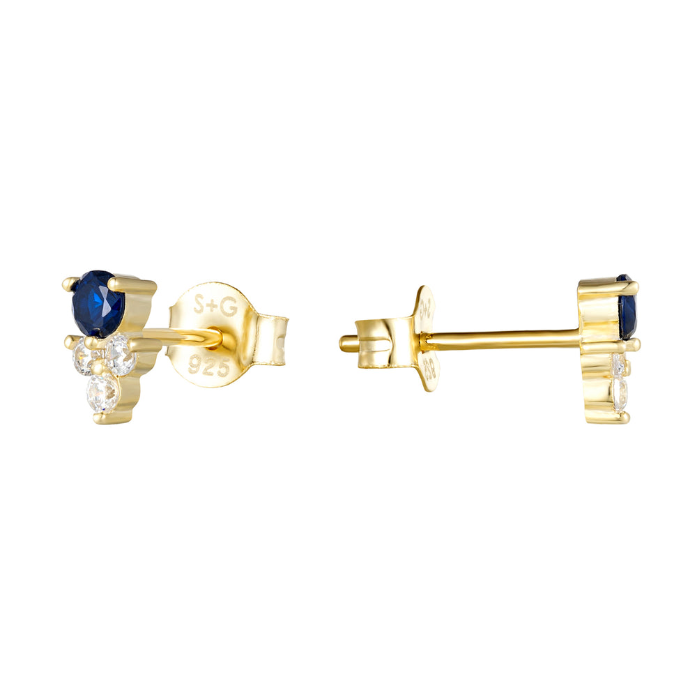 18ct Gold Vermeil Sapphire CZ Stud Earrings