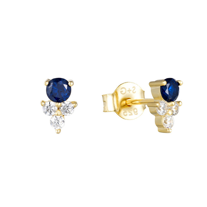 18ct Gold Vermeil Sapphire CZ Stud Earrings - seolgold