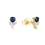 Sapphire CZ Cluster Stud Earrings
