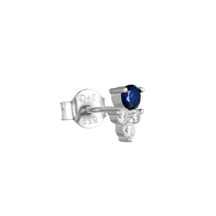 silver sapphire stud - seolgold