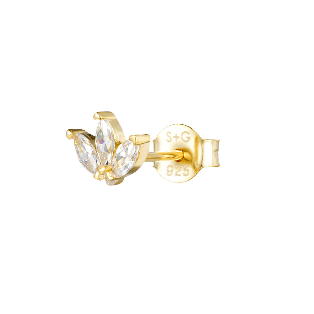 18ct Gold Vermeil Tiny CZ Lotus Stud Earrings