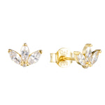 18ct Gold Vermeil Tiny CZ Lotus Stud Earrings