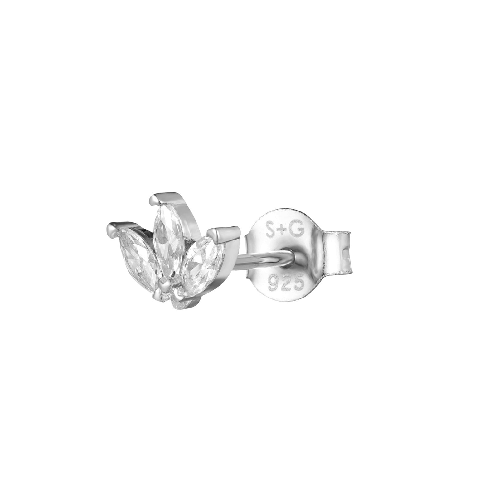 Sterling Silver Tiny CZ Lotus Stud - seol gold