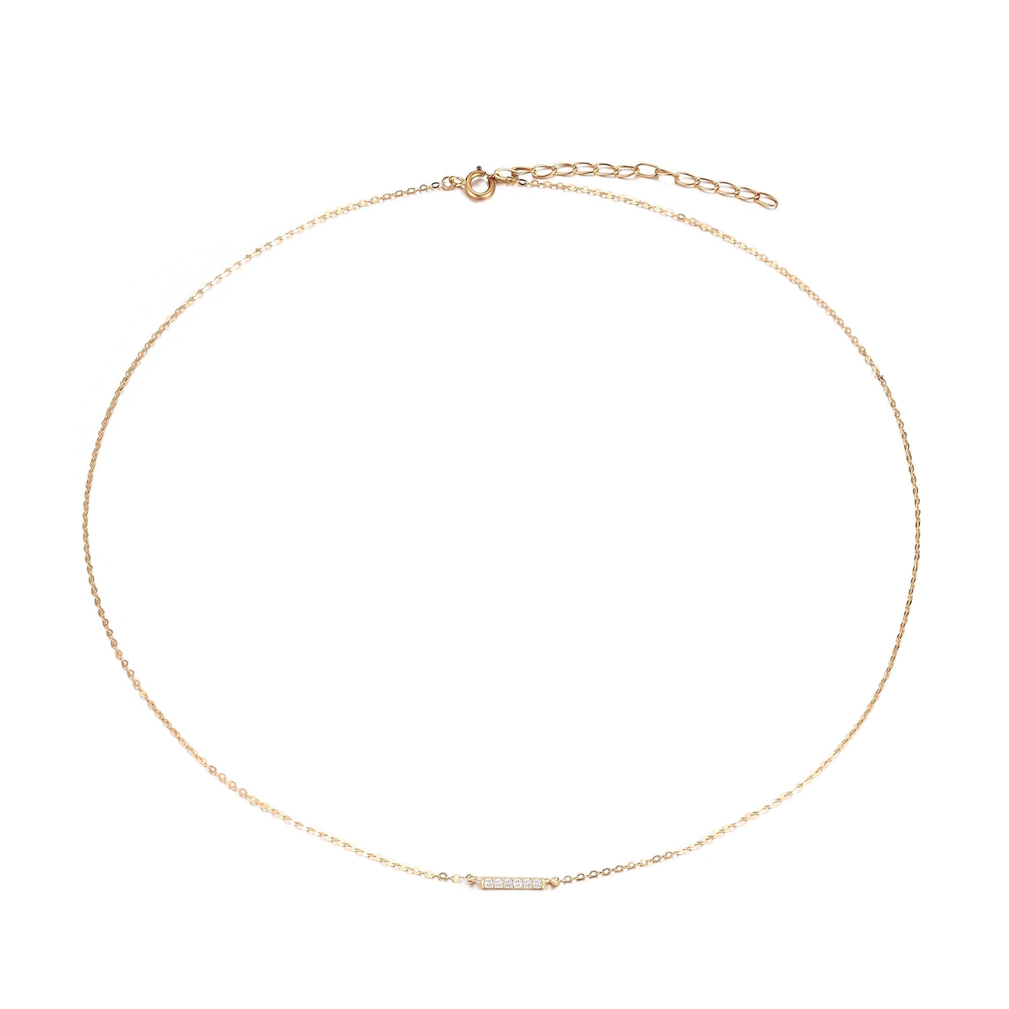 9ct Gold Tiny CZ Parallel Bar Necklace - seol-gold