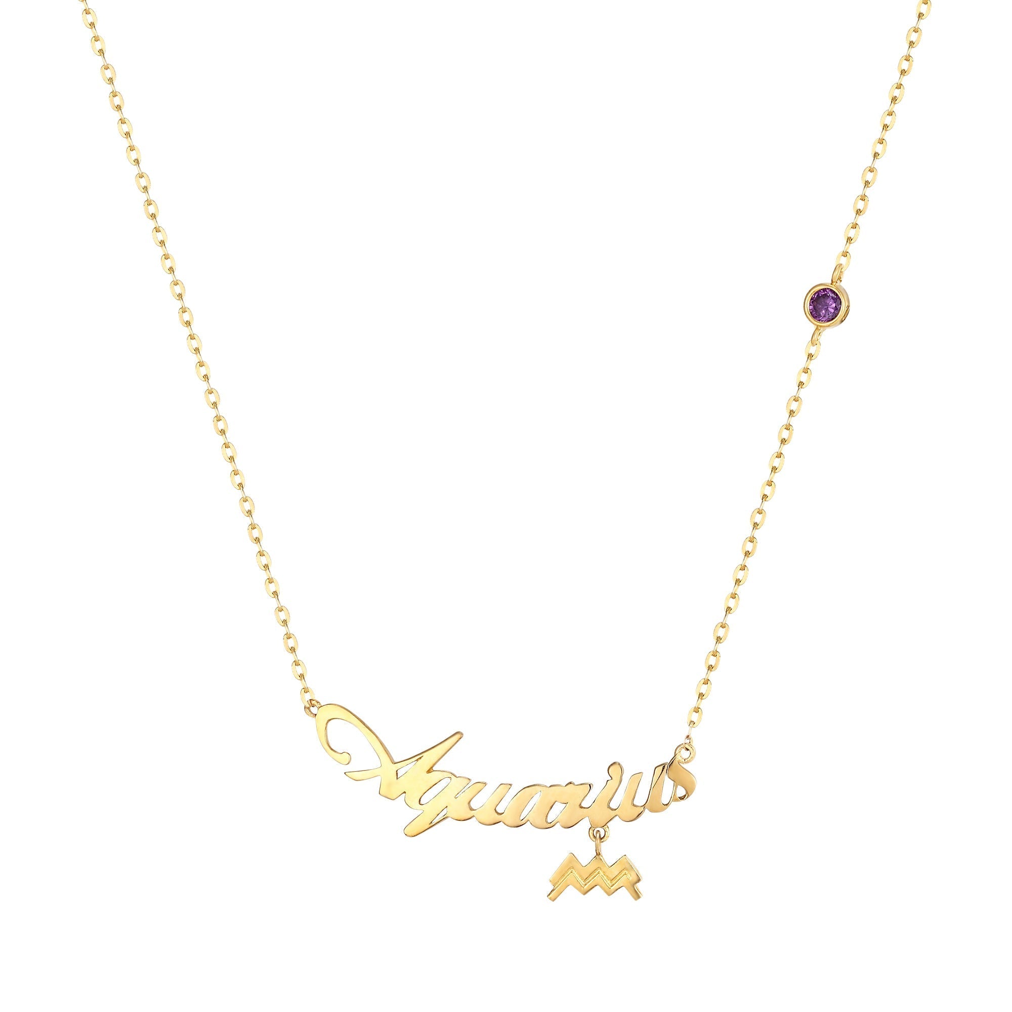 18ct Gold Plated Birthstone Star Sign Necklace