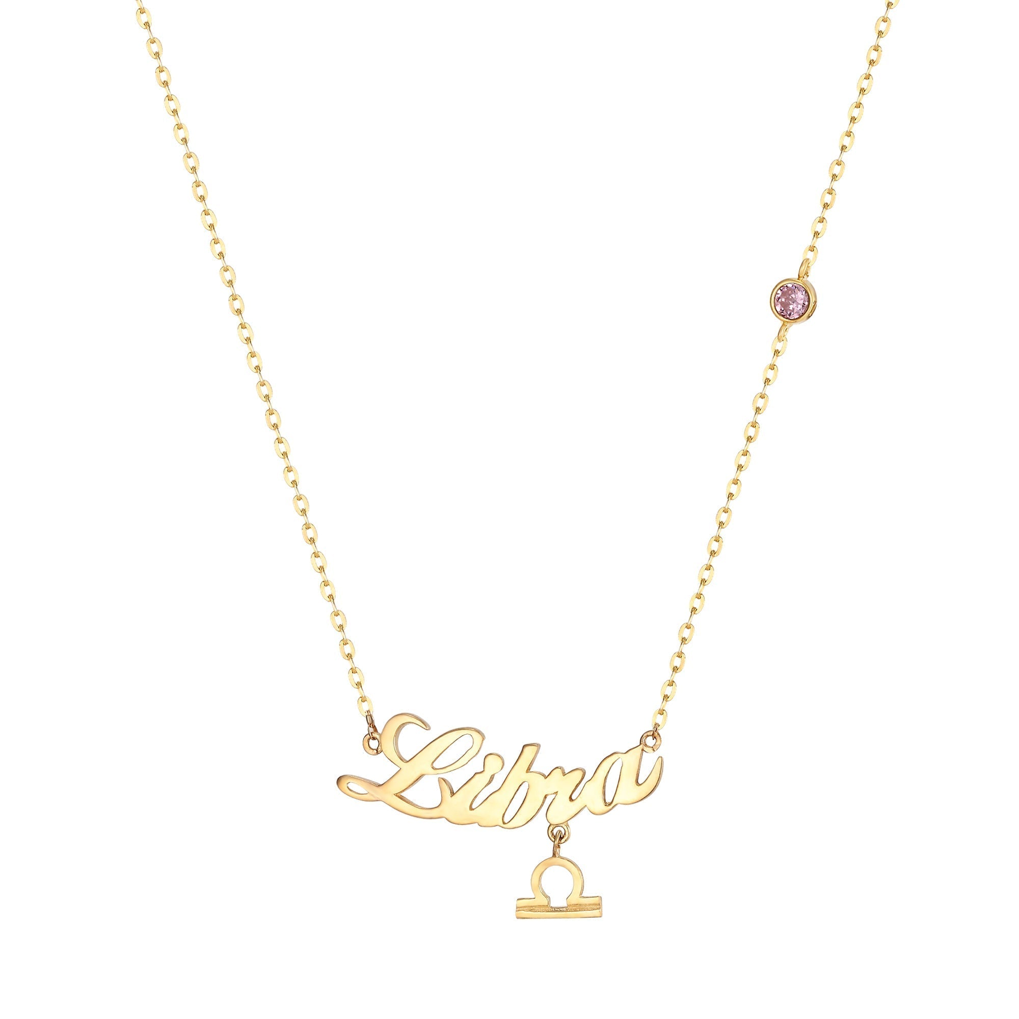 18ct Gold Plated Birthstone Star Sign Necklace