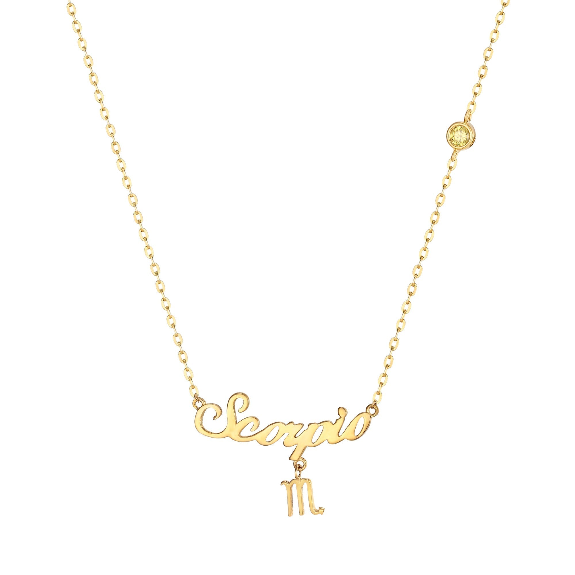 18ct Gold Plated Birthstone Star Sign Necklace