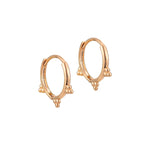 9ct Solid Rose Gold Dotted Spike Hoops