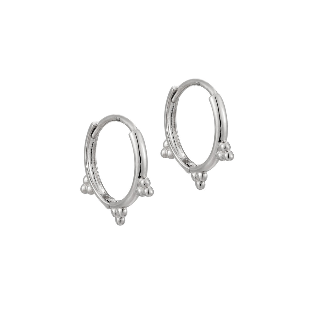 9ct Solid White Gold Dotted Spike Hoops