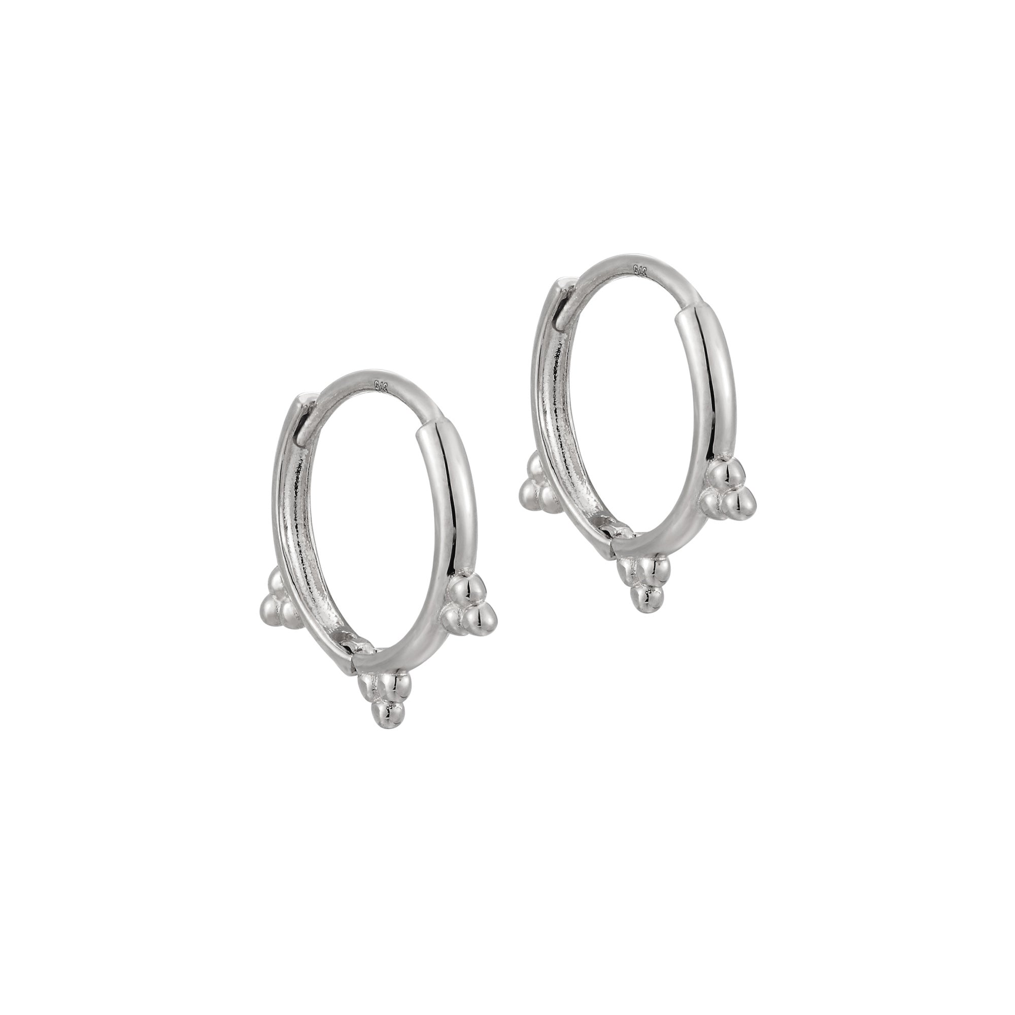 Sterling Silver Dotted Spike Hoops