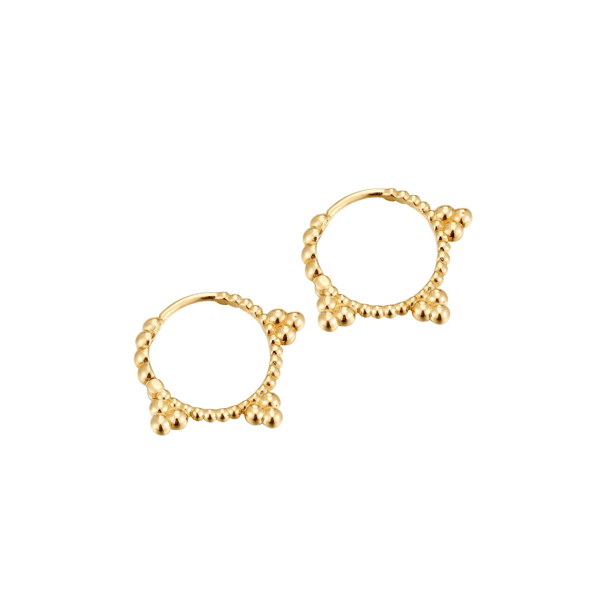9ct Solid Gold Dotted Triple Bead Hoops