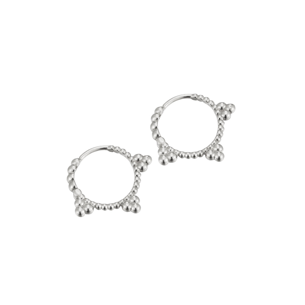 Sterling Silver Dotted Triple Bead Hoops