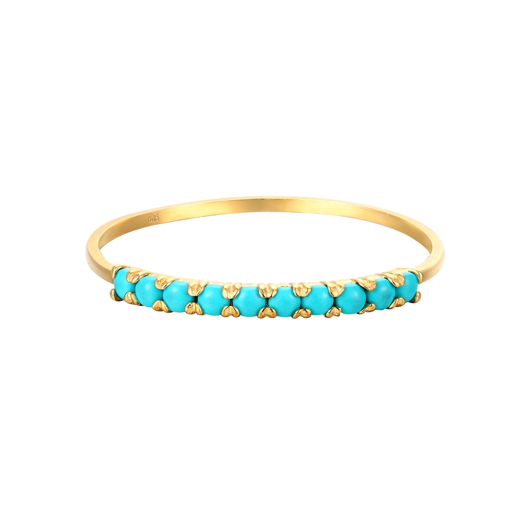 9ct Solid Gold Turquoise Half-Eternity Ring