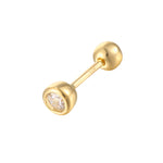 18ct Gold Vermeil Bezel CZ Barbell Stud Earring