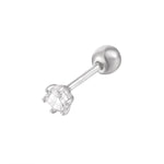 Sterling Silver Cubic Zirconia Barbell Stud