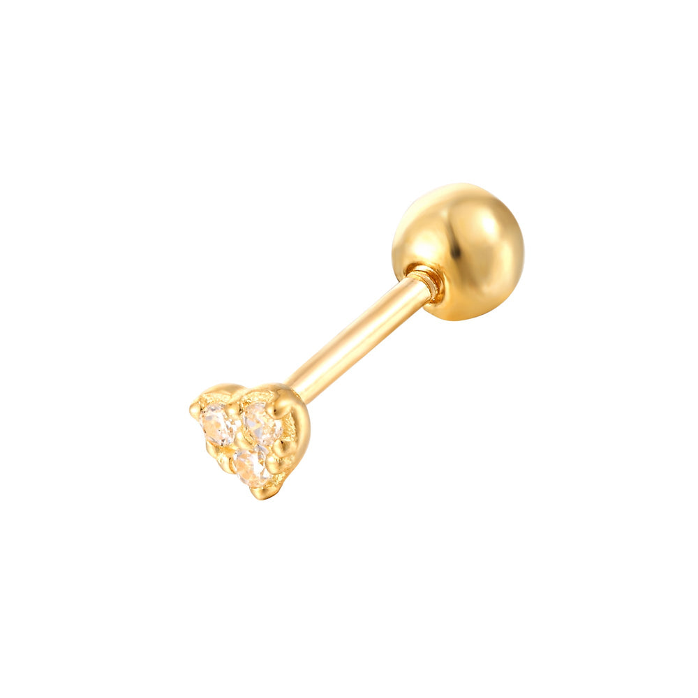 9ct Solid Gold Pave Heart Stud